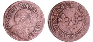 France - Principauté d'Orange - Frédéric-Henri - Double tournois 1640 (Orange)