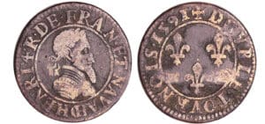 France - Henri IV (1589-1610) - Double tournois - 1591 CH (Châlons-sur-Marne)