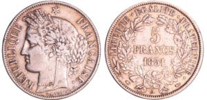 France - Deuxième république (1848-1852) - 5 francs Cérès 1851 A (Paris)