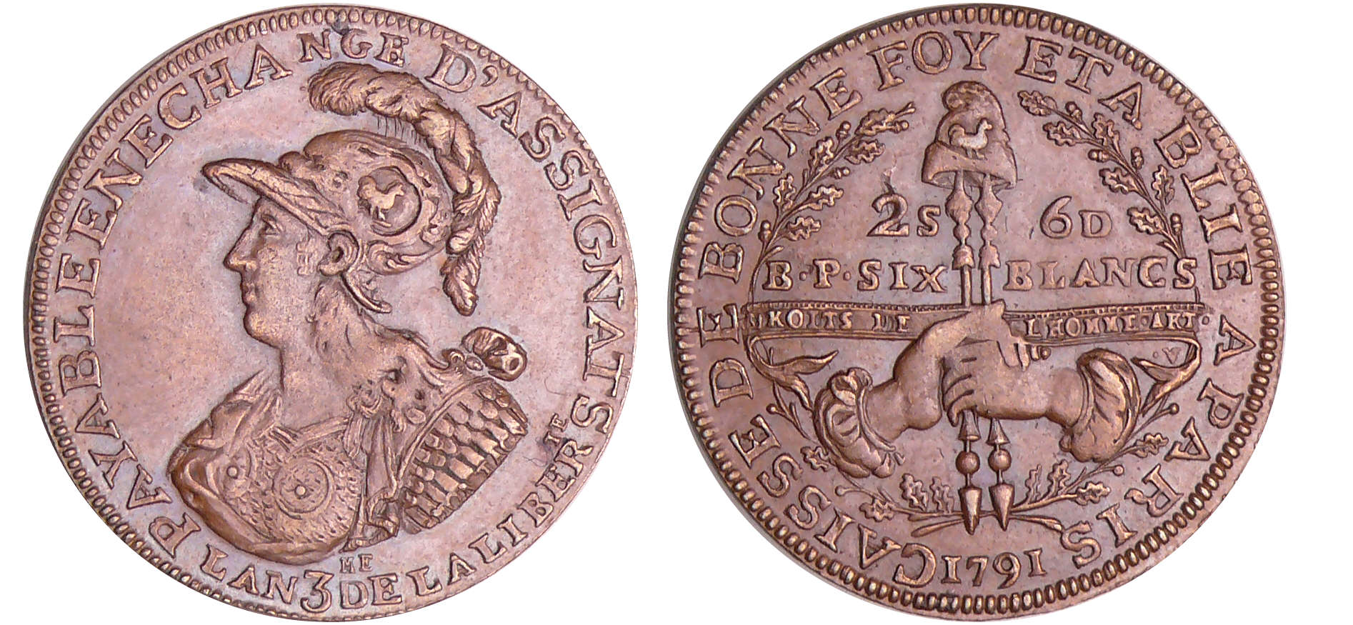 France - Constitution (1791-1792) - 2 sols 6 deniers de Montagny - 1791 France - Constitution (1791-1792) - 2 sols 6 deniers de Montagny - 1791