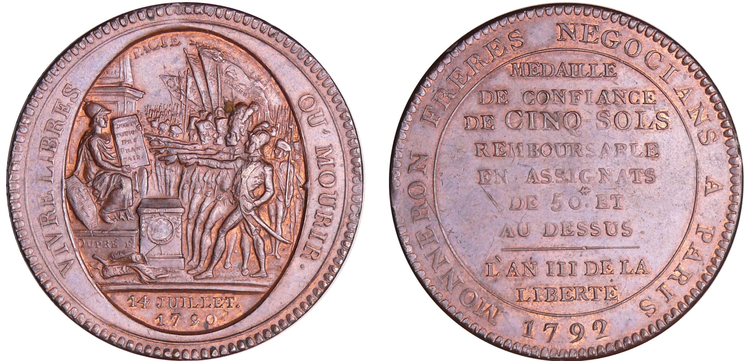 France - Constitution (1791-1792) - Monneron de 5 sols - 1792 - AN III France - Constitution (1791-1792) - Monneron de 5 sols - 1792 - AN III