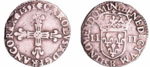 France - Charles X (1589-1590) - Quart d'écu - 1591 B (Rouen)