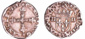 France - Charles X (1589-1590) - Quart d'écu - 1591 T (Nantes)