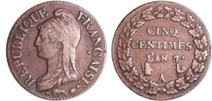 France - Directoire (1795-1799) - 5 centimes Dupré - grand module - An 7 A (Paris)