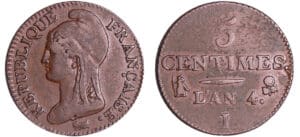 France - Directoire (1795-1799) - 5 centimes Dupré - petit module - An 4 I (Limoges)