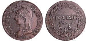 France - Directoire (1795-1799) - 1 décime Dupré - petit module An 4 D (Lyon)