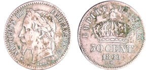 France - Napoléon III (1852-1870) - 50 centimes tête laurée 1869 BB (Strasbourg)
