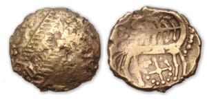 LEUQUES - Statère d'or au cheval retourné II-Ie siècle