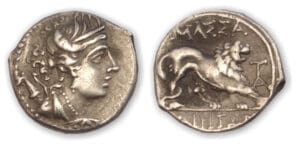 MARSEILLE - Drachme légère (150-130 av. J.-C.) Lion à droite