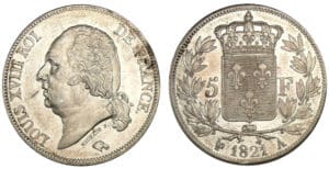 5 francs Louis XVIII buste nu 1821 A (Paris)