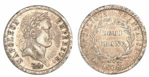 1/2 franc Napoléon revers République 1808 BB (Strasbourg)
