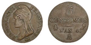 5 centimes Dupré petit module An 4 A (Paris)