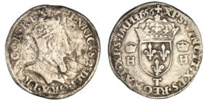 Henri II - Teston tête couronnée 1556 T (Nantes)
