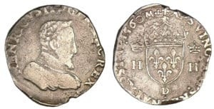 Henri II - Teston buste nu 1er type 1560 D. (Lyon)