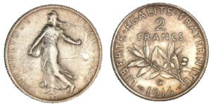 2 francs Semeuse 1914 C (variétée C haut)