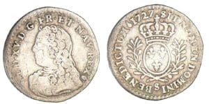 Louis XV - Dixième d'écu aux branches d'oliviers 1727 S (Reims)