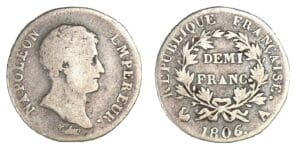 1/2 franc Napoléon Empereur 1806 A (Paris)
