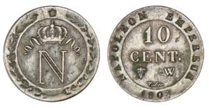 10 centimes Napoléon I 1808 W (Lille)