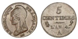 5 centimes Dupré petit module An 4 A (Paris)