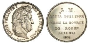Module de la 5 francs - Visite de la monnaie de Rouen 1831