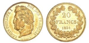 20 francs Louis-Philippe I tête laurée 1834 A (Paris)