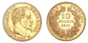 10 francs Napoléon III tête laurée 1865 A (Paris)
