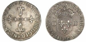 Henri IV - Quart d'écu croix feuillue 1590 AM (Compiègne)