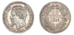 20 centimes Napoléon III tête nue 1860 A (Paris)