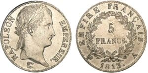 5 francs Napoléon revers Empire 1813 A (Paris)