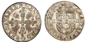 Navarre - Henri III de Navarre, II de Béarn - Quart d'écu 1585 (Pau)