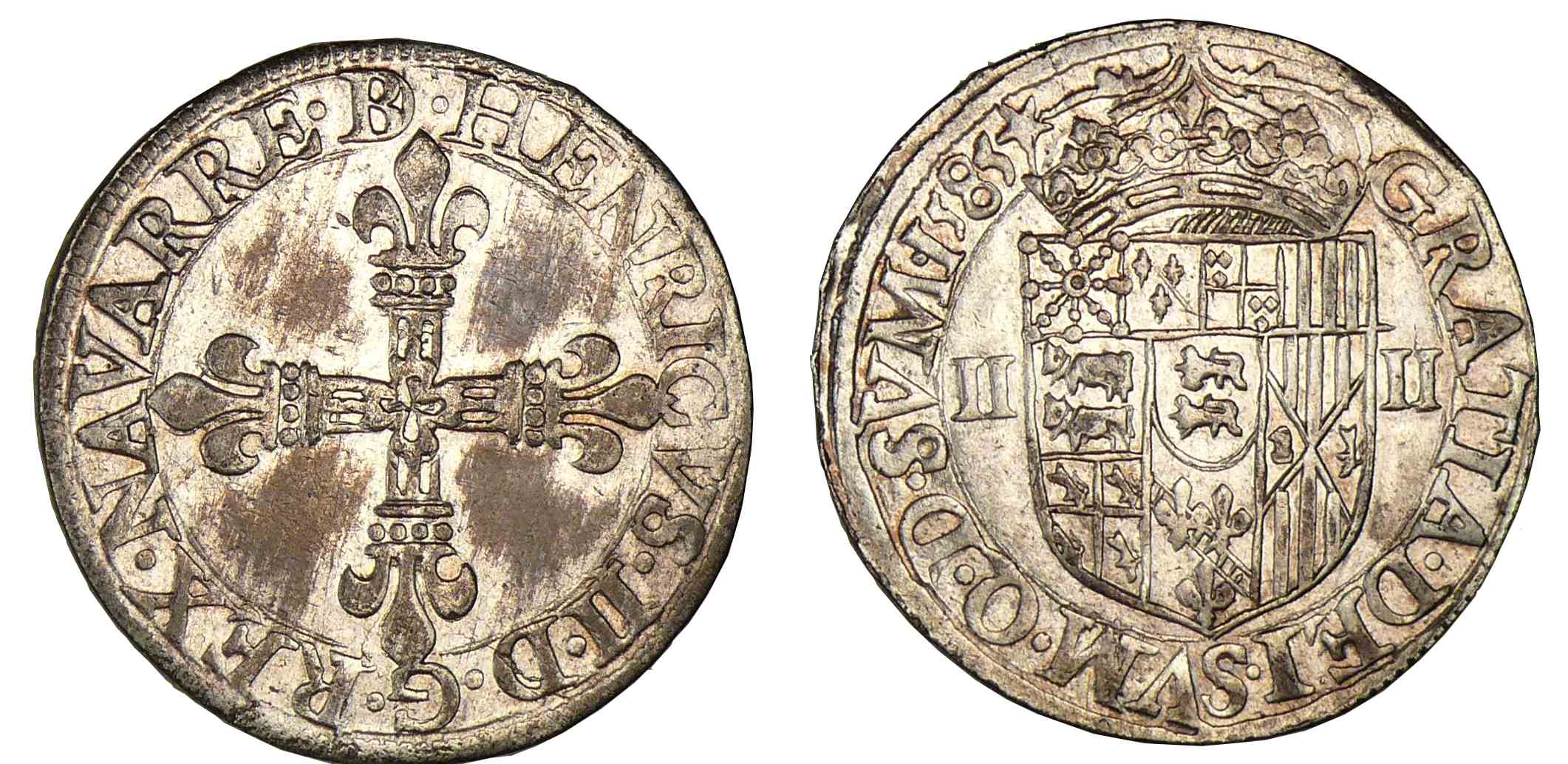 Navarre - Henri III de Navarre, II de Béarn - Quart d'écu 1585 (Pau) Navarre - Henri III de Navarre, II de Béarn - Quart d'écu 1585 (Pau)