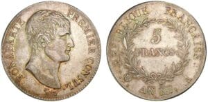 5 francs Bonaparte Premier Consul An XI A (Paris)