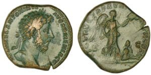 Marc Aurèle - Sesterce (164, Rome) La Victoire