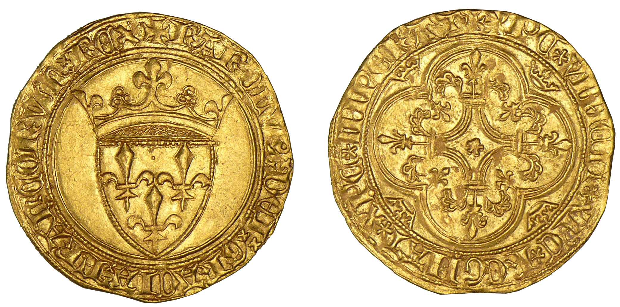 Charles VI - Ecu d'or à la couronne (Saint-Andre de Villeneuve-lès-Avignon) Charles VI - Ecu d'or à la couronne (Saint-Andre de Villeneuve-lès-Avignon)