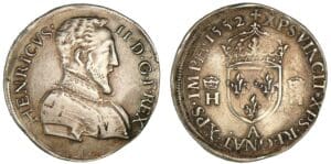 Henri II - Teston buste nu - 1er type 1552 A (Paris)