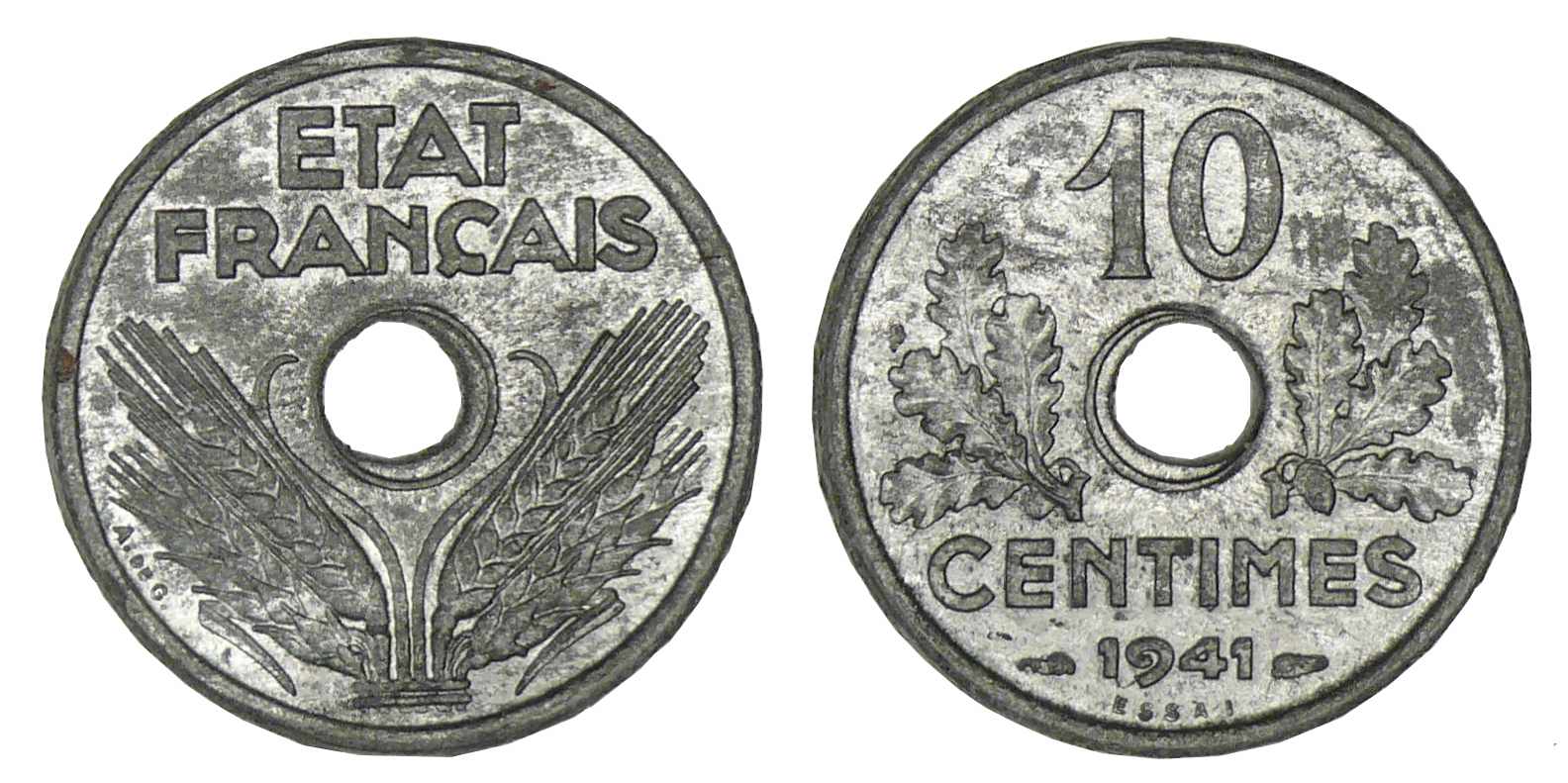 10 centimes "10" 1941 - Essai péfort 10 centimes "10" 1941 - Essai péfort