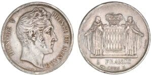 Monaco - Honoré V - 5 francs 1837 M