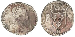 Henri II - Demi-teston - Buste nu - 3ème type 1559 K (Bordeaux)