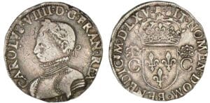 Charles IX - Teston-  2ème type 1565 M (Toulouse)