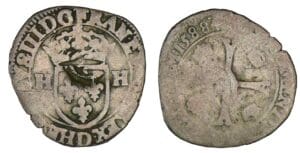 Louis XIII - Quinze deniers (douzain contremarqué d'Henri III 1588 D (Lyon)