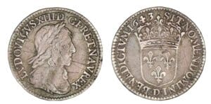 Louis XIII - Douzième d'écu- 2ème poinçon 1643 D (Lyon)