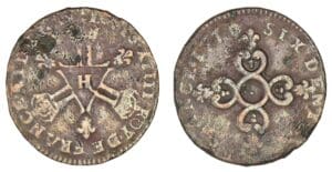 Louis XIV - Six deniers de dardenne 1710 H (La Rochelle)