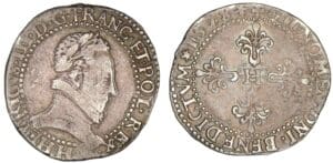Henri III - Demi-franc au col plat 1578 H (La Rochelle)