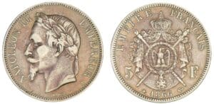 5 francs Napoléon III tête laurée 1866 A (Paris)