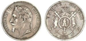 5 francs Napoléon III tête laurée 1862 A (Paris)