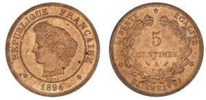 5 centimes Cérès 1894 A (Paris)
