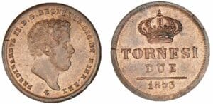 Italie - Royaume de Sicile - Ferdinand II - 2 tornesi 1853