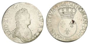 Louis XV - Ecu Vertugadin 1716 W (Lille)
