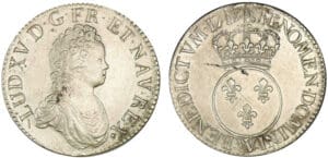 Louis XV - Ecu Vertugadin 1717 W (Lille)