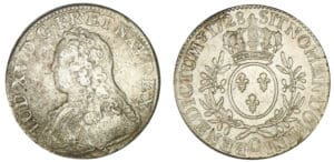 Louis XV - Ecu aux lauriers 1728 C (Caen)